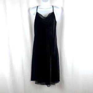 Donna Karan velvet overlay sheer underlay LBD M